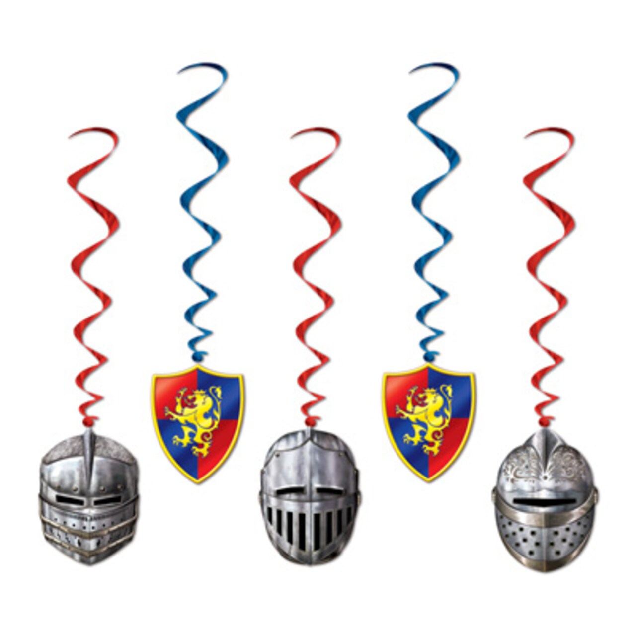 Party Central Club Pack of 30 Multi-Color Medieval Armor and Coat of Arms Spiral Whirls 40"